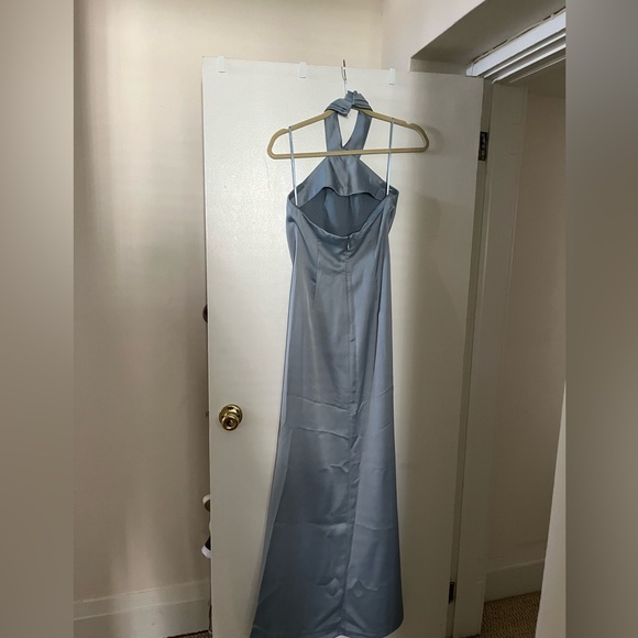 COPY - BHLDN Ruby Twist Halter Satin Gown: Dusty Blue, Size 0, NWT - Picture 3 of 5